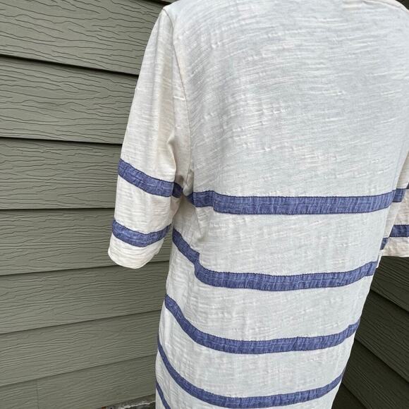 J. CREW, cream with chambray stripes, short sleeves, women's size M, T-shirt - Picture 7 of 8